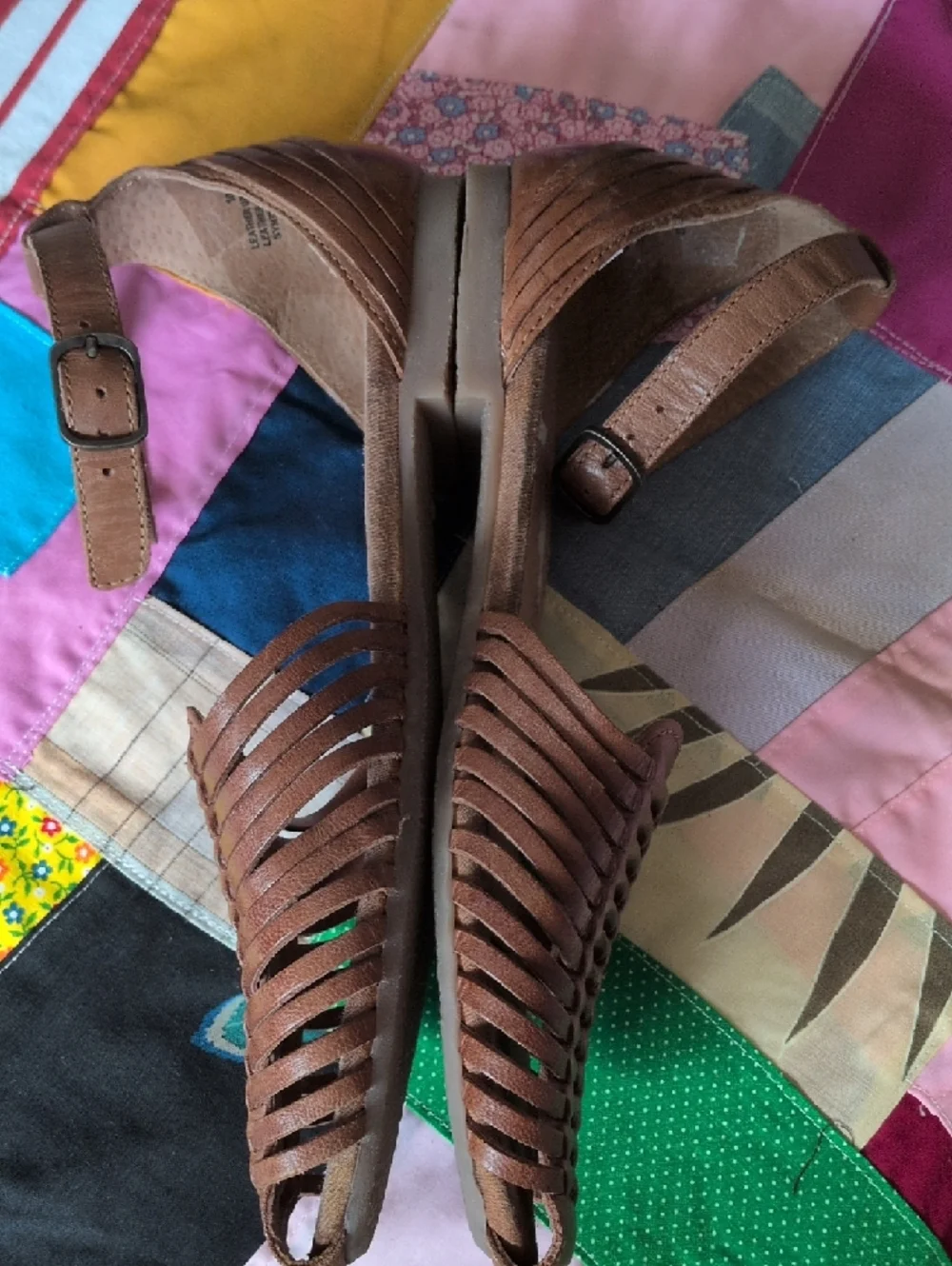 Seychelles Cognac Braided Leather Ankle-Strap Sandals